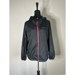 COLUMBIA Women's Black Pink Flash Forward Lined Full Zip Windbreaker Size L